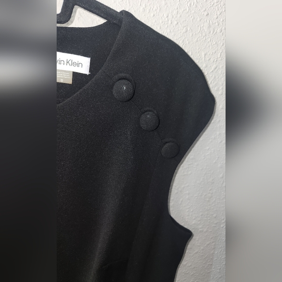 Calvin Klein Scuba Crepe Dress with Flutter Hem and Button Details - Picture 7 of 8